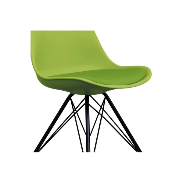 Soho Green Plastic Dining Chair with Black Metal Legs