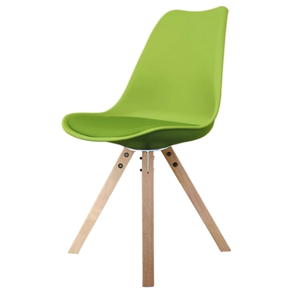 Soho Green Plastic Dining Chair with Square Pyramid Light Wood Legs