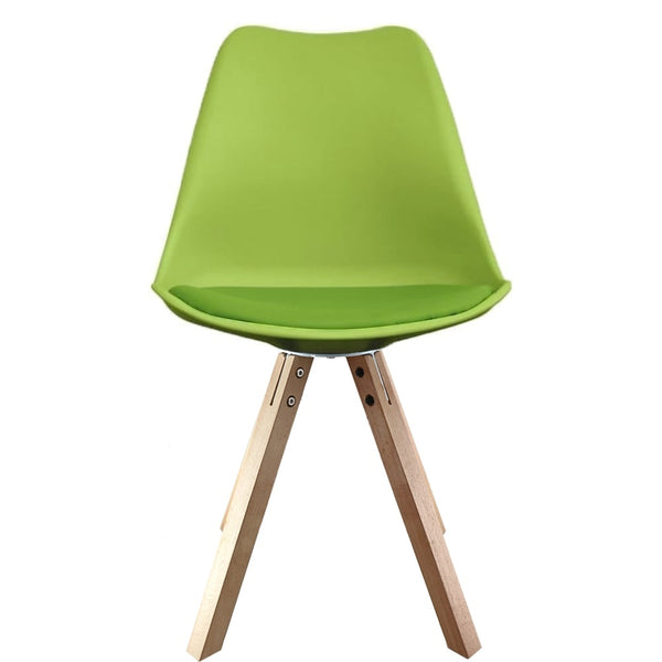 Soho Green Plastic Dining Chair with Square Pyramid Light Wood Legs