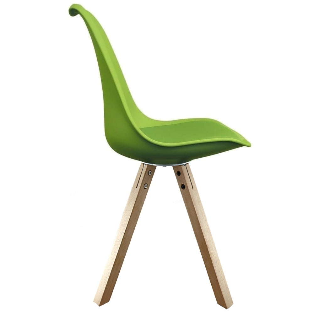 Soho Green Plastic Dining Chair with Square Pyramid Light Wood Legs
