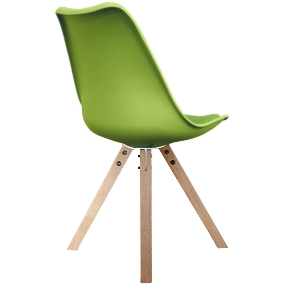 Soho Green Plastic Dining Chair with Square Pyramid Light Wood Legs