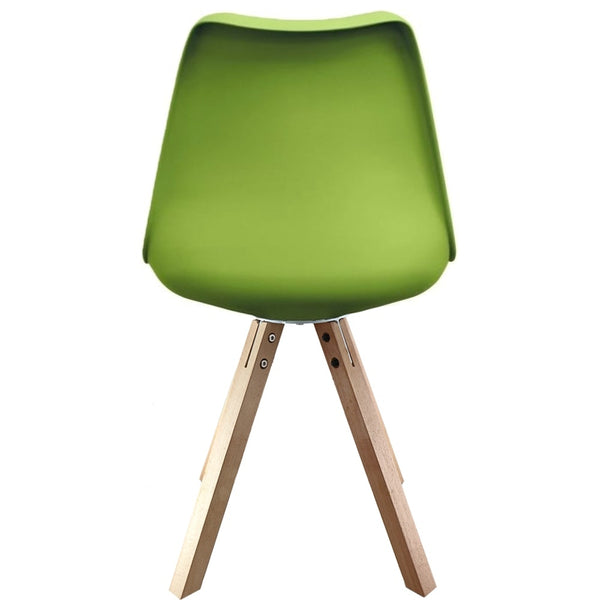 Soho Green Plastic Dining Chair with Square Pyramid Light Wood Legs