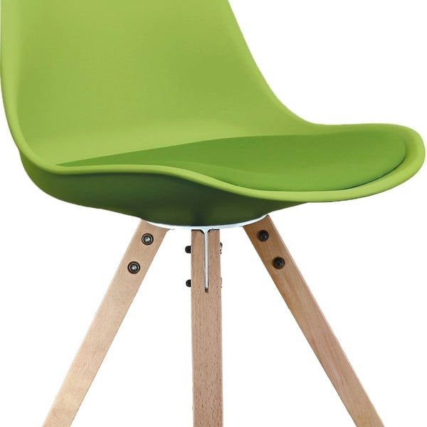 Soho Green Plastic Dining Chair with Square Pyramid Light Wood Legs