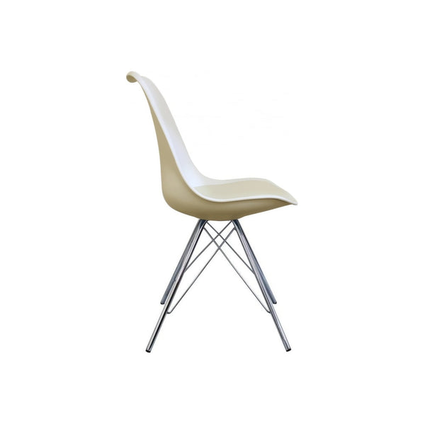 Soho Vanilla Plastic Dining Chair with Chrome Metal Legs