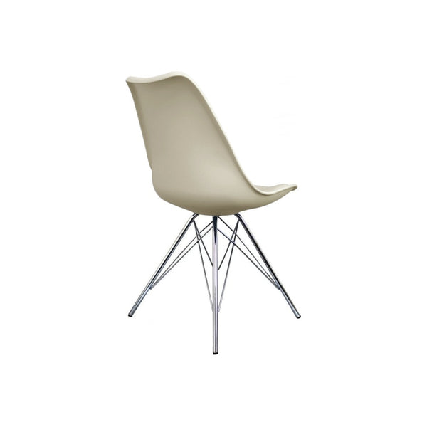 Soho Vanilla Plastic Dining Chair with Chrome Metal Legs