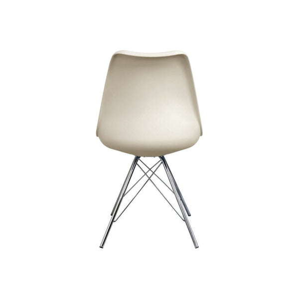 Soho Vanilla Plastic Dining Chair with Chrome Metal Legs