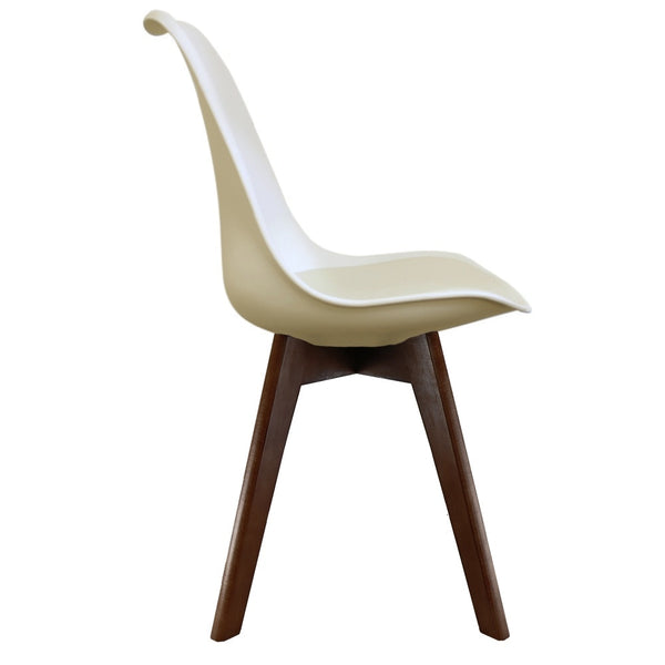 Soho Vanilla Plastic Dining Chair with Squared Dark Wood Legs