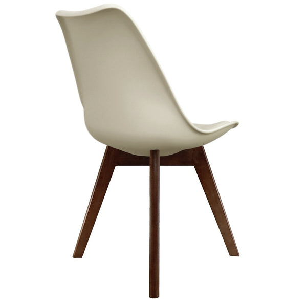 Soho Vanilla Plastic Dining Chair with Squared Dark Wood Legs