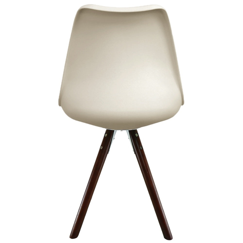 Soho Vanilla Plastic Dining Chair with Pyramid Dark Wood Legs