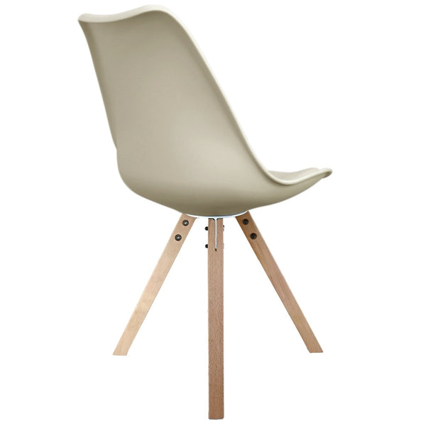 Soho Vanilla Plastic Dining Chair with Square Pyramid Light Wood Legs