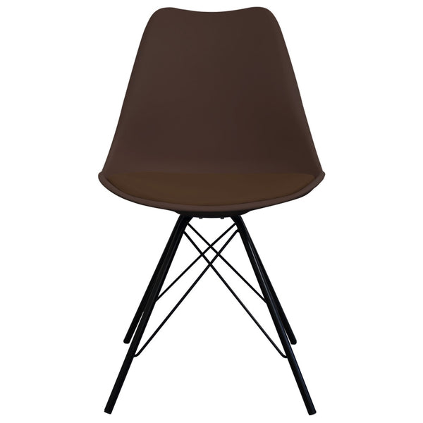 Soho Chocolate Brown Plastic Dining Chair with Black Metal Legs