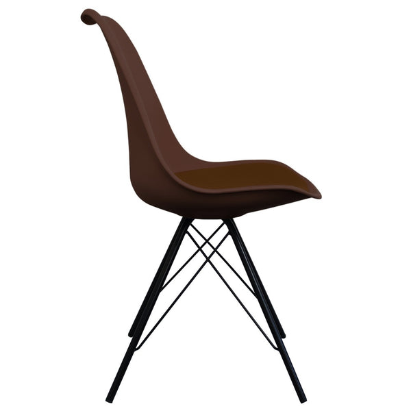 Soho Chocolate Brown Plastic Dining Chair with Black Metal Legs