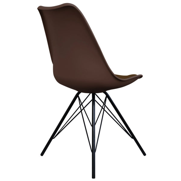 Soho Chocolate Brown Plastic Dining Chair with Black Metal Legs