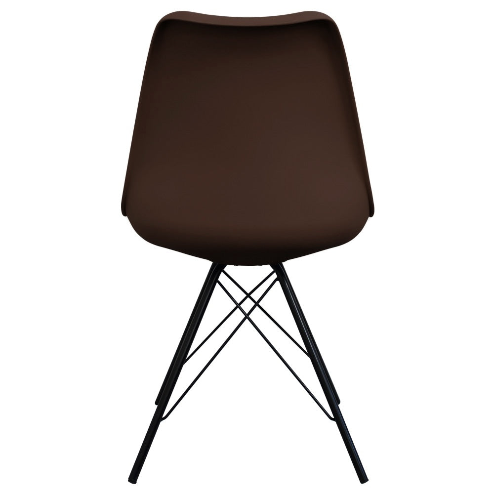 Soho Chocolate Brown Plastic Dining Chair with Black Metal Legs