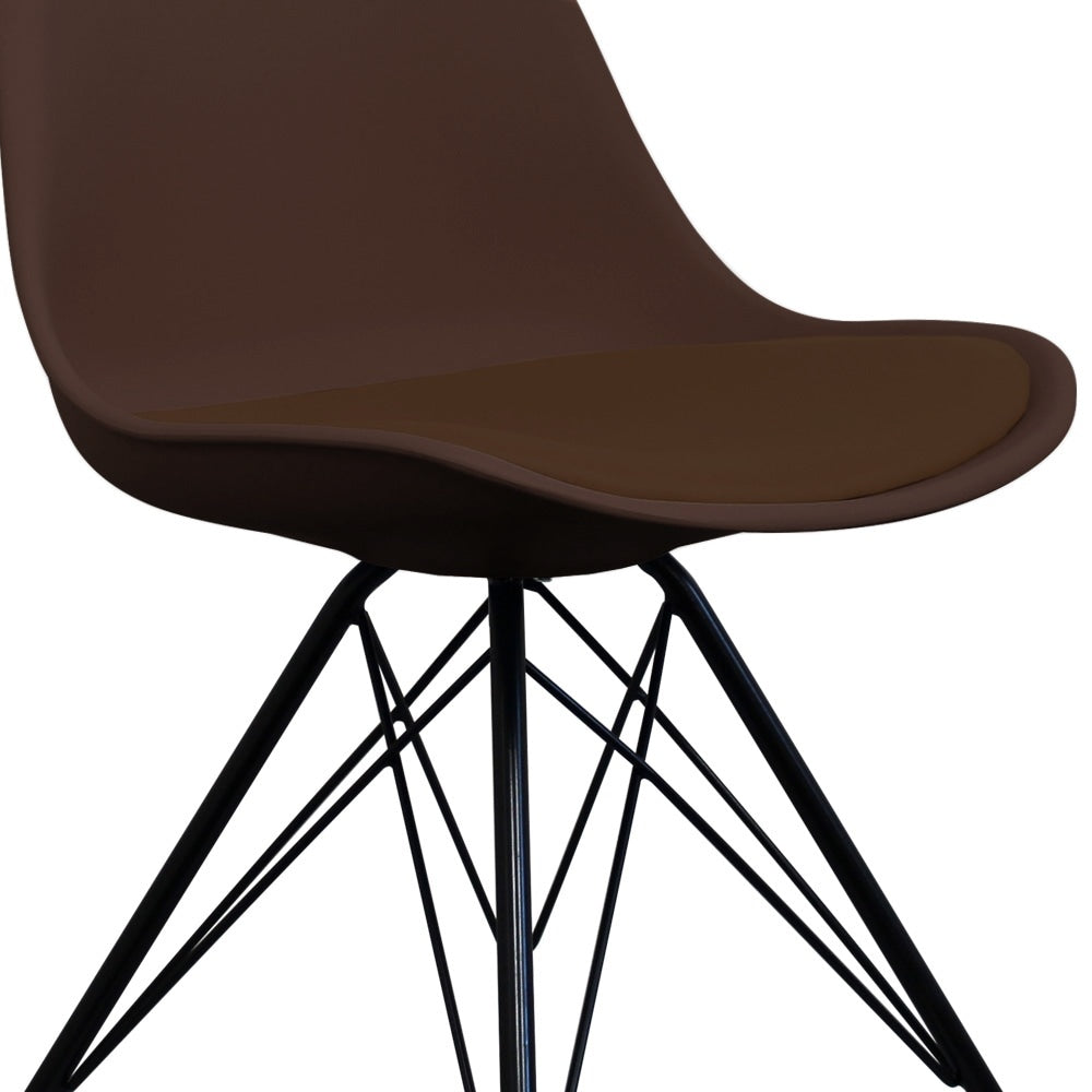 Soho Chocolate Brown Plastic Dining Chair with Black Metal Legs