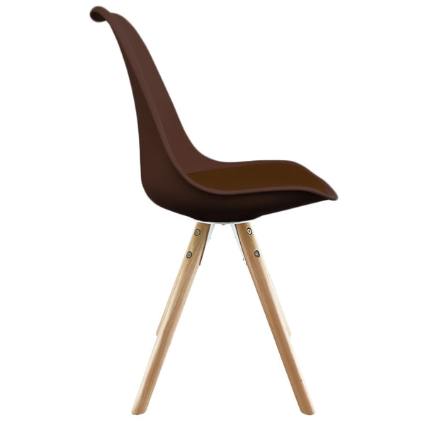 Soho Chocolate Brown  Plastic Dining Chair with Pyramid Light Wood Legs