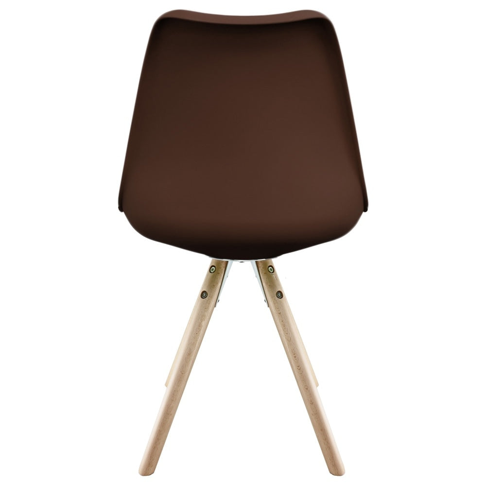 Soho Chocolate Brown  Plastic Dining Chair with Pyramid Light Wood Legs