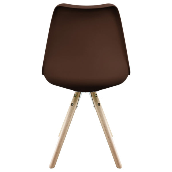 Soho Chocolate Brown  Plastic Dining Chair with Pyramid Light Wood Legs