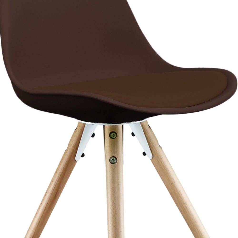 Soho Chocolate Brown  Plastic Dining Chair with Pyramid Light Wood Legs