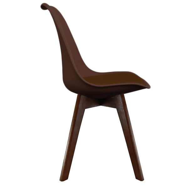 Soho Chocolate Brown Plastic Dining Chair with Squared Dark Wood Legs