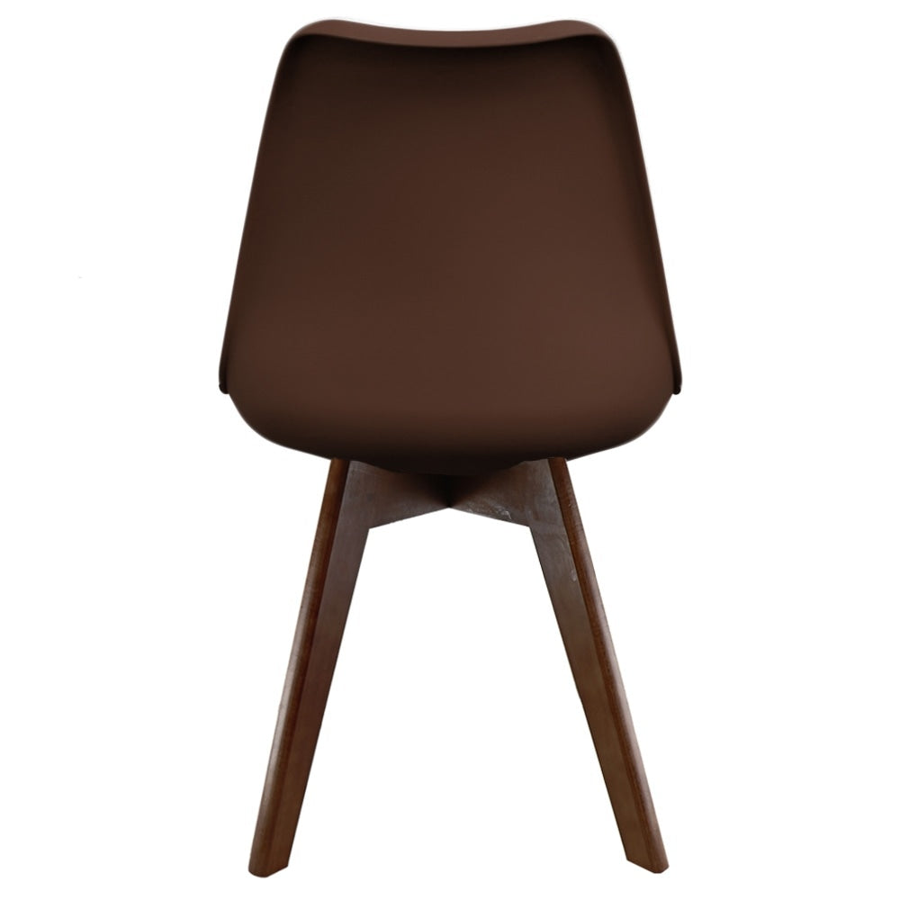 Soho Chocolate Brown Plastic Dining Chair with Squared Dark Wood Legs
