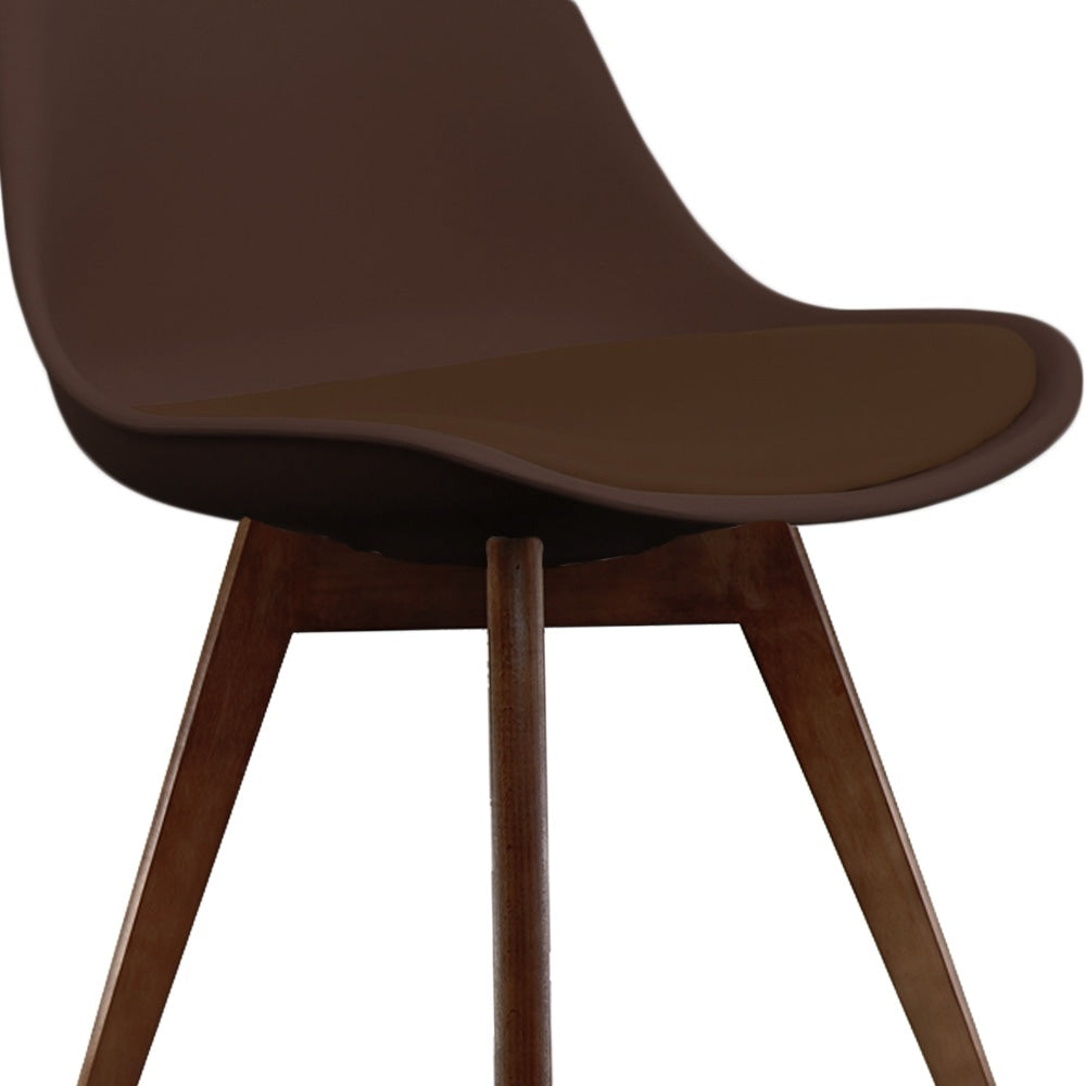 Soho Chocolate Brown Plastic Dining Chair with Squared Dark Wood Legs