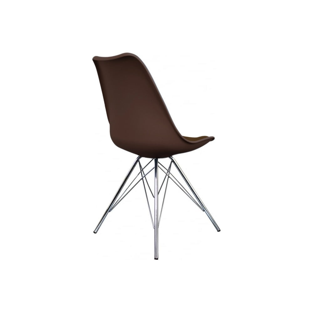 OUTLET Soho Chocolate Brown Plastic Dining Chair with Chrome Metal Legs