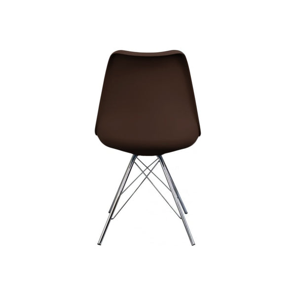 OUTLET Soho Chocolate Brown Plastic Dining Chair with Chrome Metal Legs