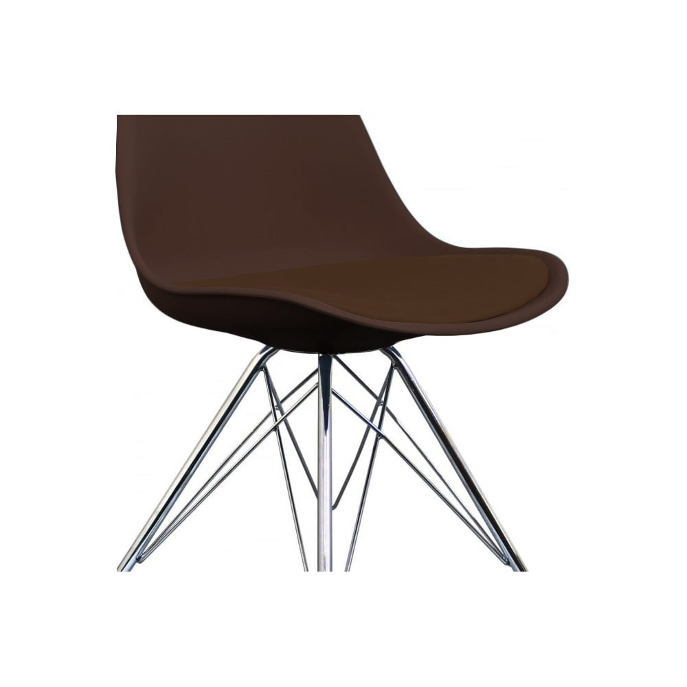 OUTLET Soho Chocolate Brown Plastic Dining Chair with Chrome Metal Legs