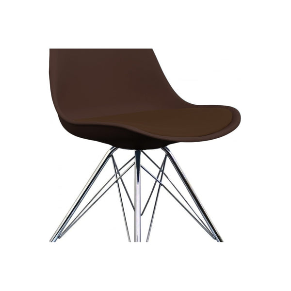 OUTLET Soho Chocolate Brown Plastic Dining Chair with Chrome Metal Legs