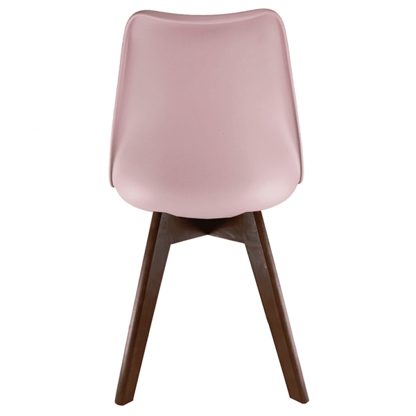 Soho Blush Pink Plastic Dining Chair with Squared Dark Wood Legs