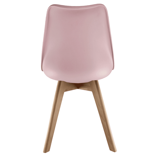 Soho Blush Pink Plastic Dining Chair with Squared Light Wood Legs