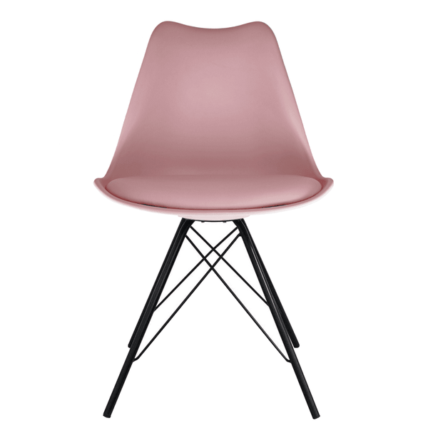 Soho Blush Pink Plastic Dining Chair with Black Metal Legs