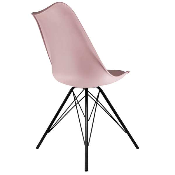 Soho Blush Pink Plastic Dining Chair with Black Metal Legs