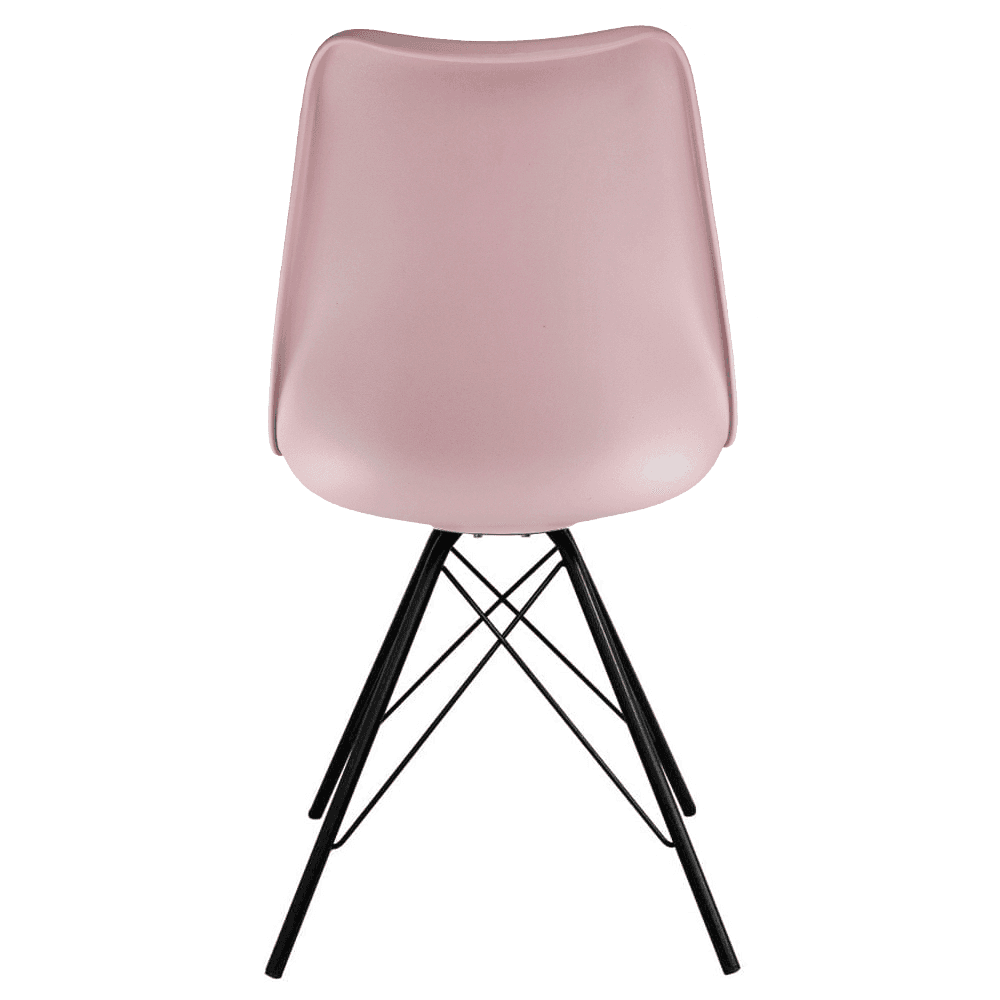 Soho Blush Pink Plastic Dining Chair with Black Metal Legs