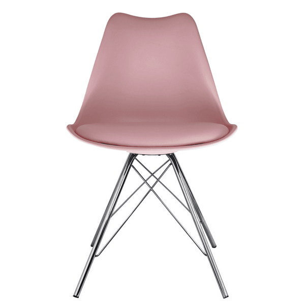 Soho Blush Pink Plastic Dining Chair with Chrome Metal Legs