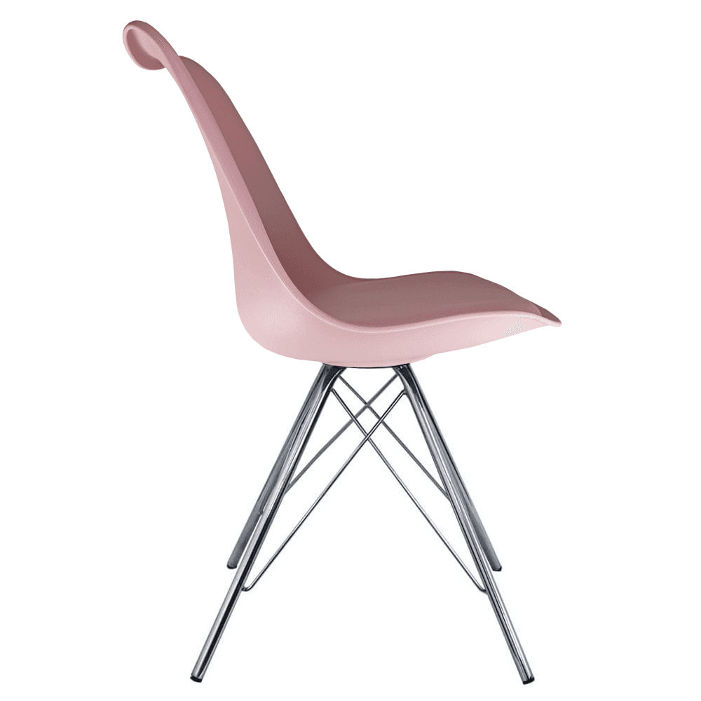 Soho Blush Pink Plastic Dining Chair with Chrome Metal Legs
