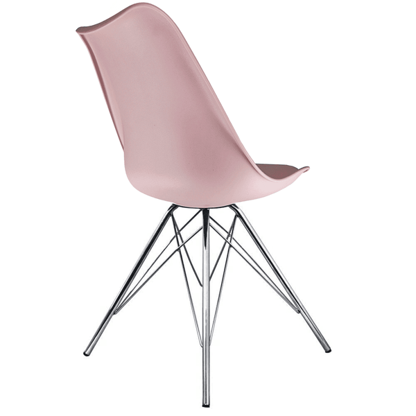 Soho Blush Pink Plastic Dining Chair with Chrome Metal Legs