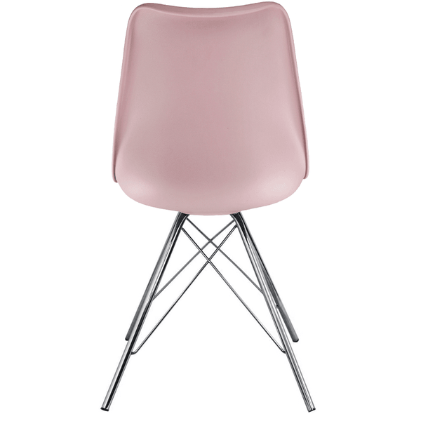 Soho Blush Pink Plastic Dining Chair with Chrome Metal Legs