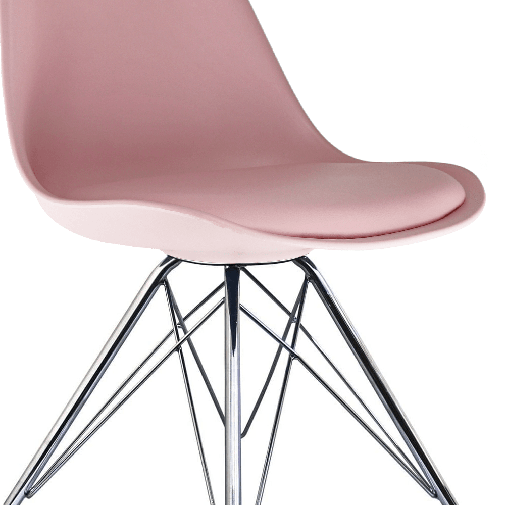Soho Blush Pink Plastic Dining Chair with Chrome Metal Legs