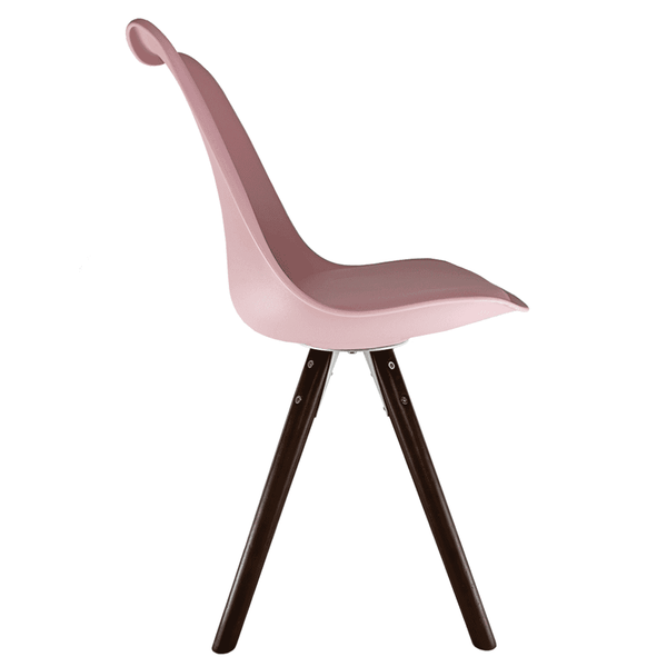 Soho Blush Pink Plastic Dining Chair with Pyramid Dark Wood Legs