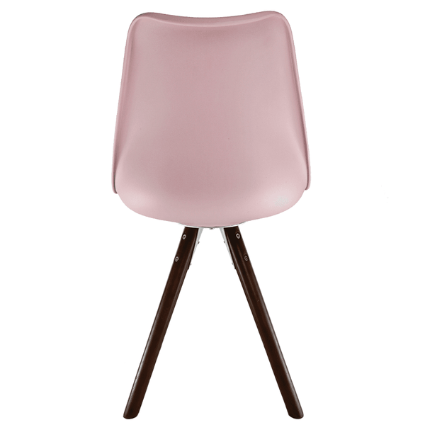 Soho Blush Pink Plastic Dining Chair with Pyramid Dark Wood Legs