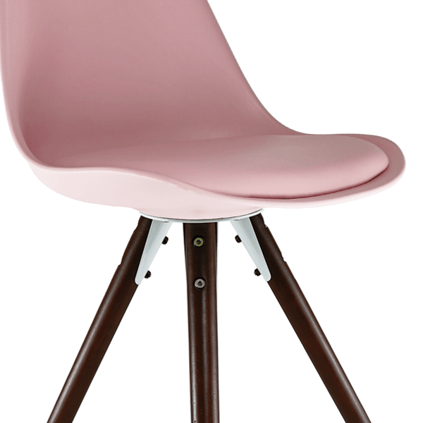 Soho Blush Pink Plastic Dining Chair with Pyramid Dark Wood Legs