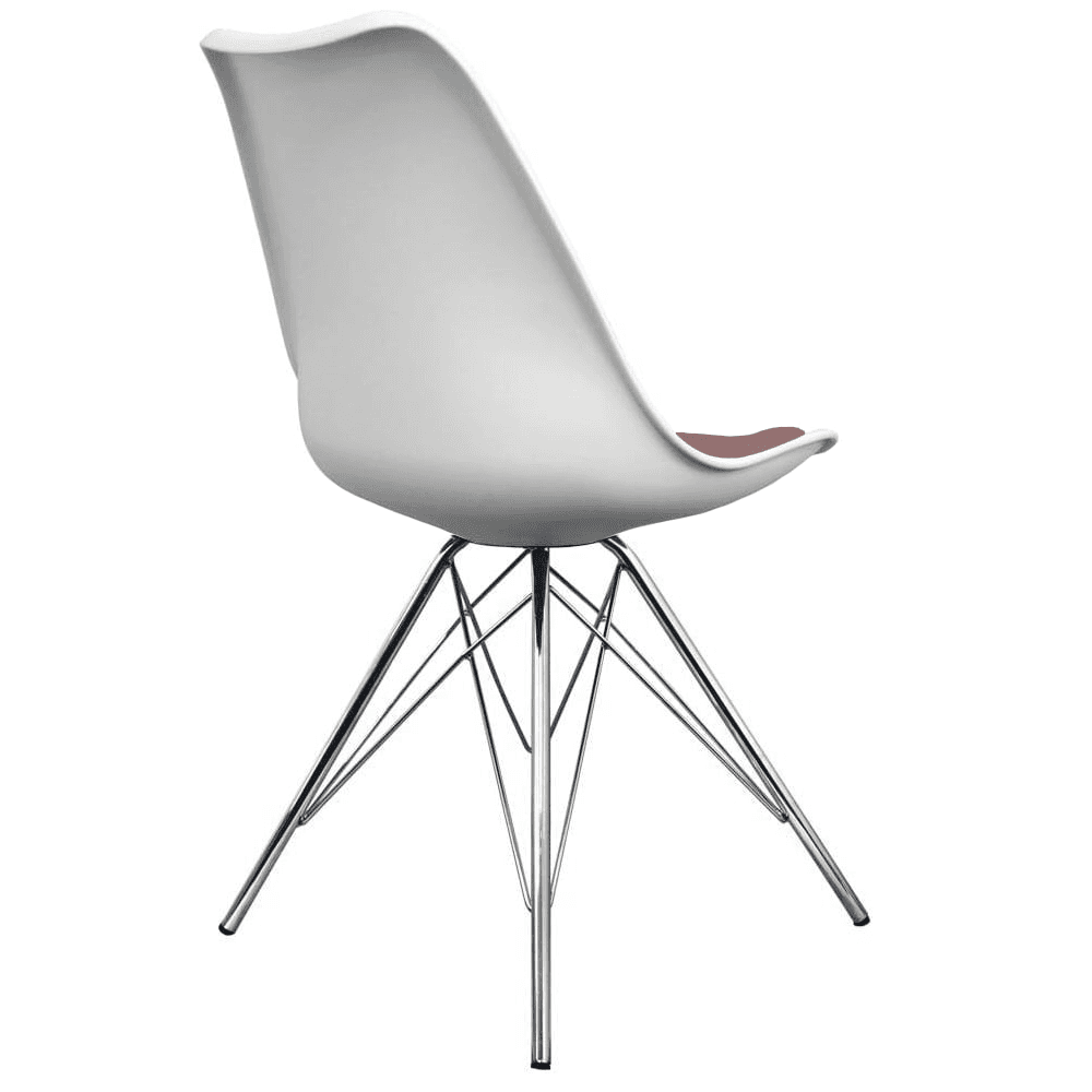 Soho White and Blush Pink Dining Chair with Chrome Metal Legs