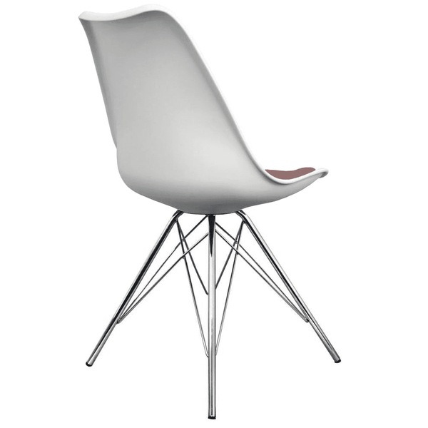 Soho White and Blush Pink Dining Chair with Chrome Metal Legs