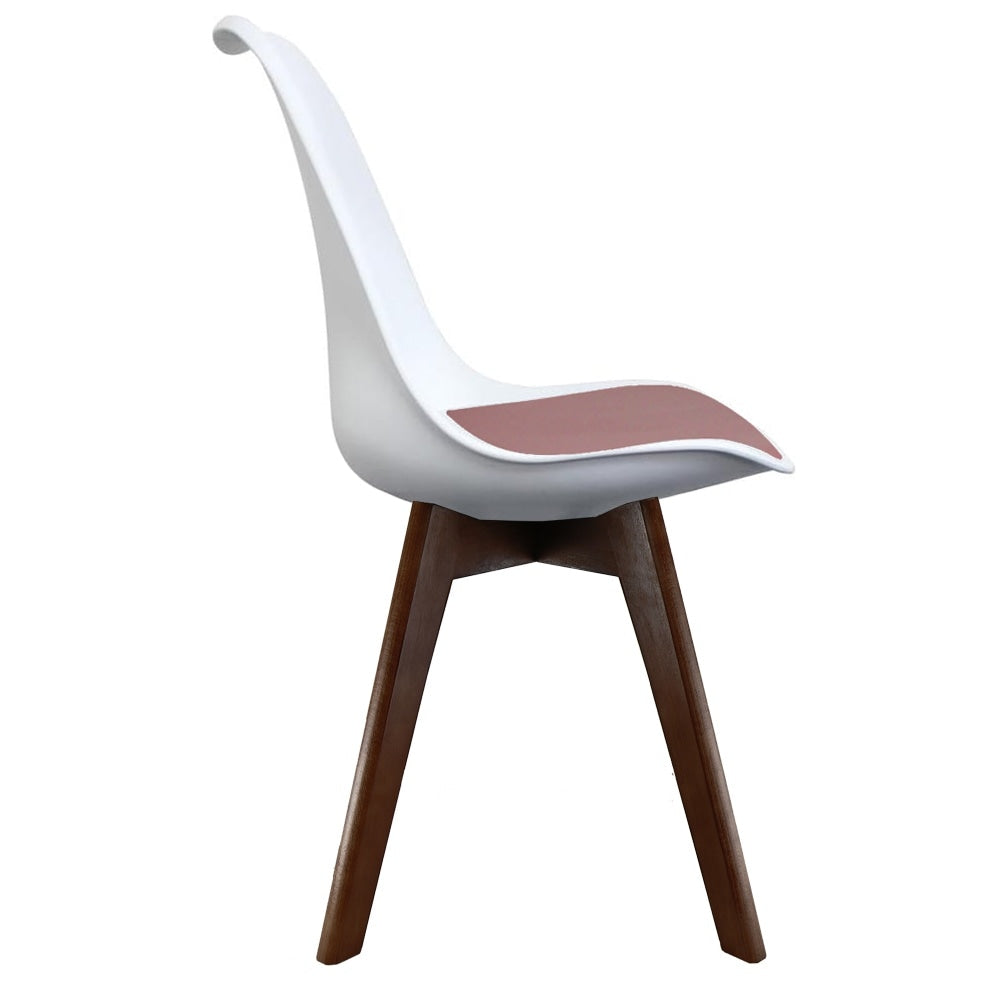 Soho White and Blush Pink Dining Chair with Squared Dark Wood Legs