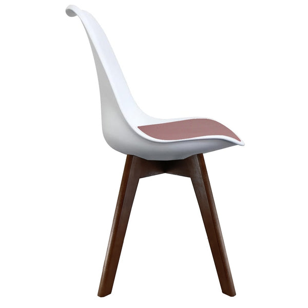 Soho White and Blush Pink Dining Chair with Squared Dark Wood Legs