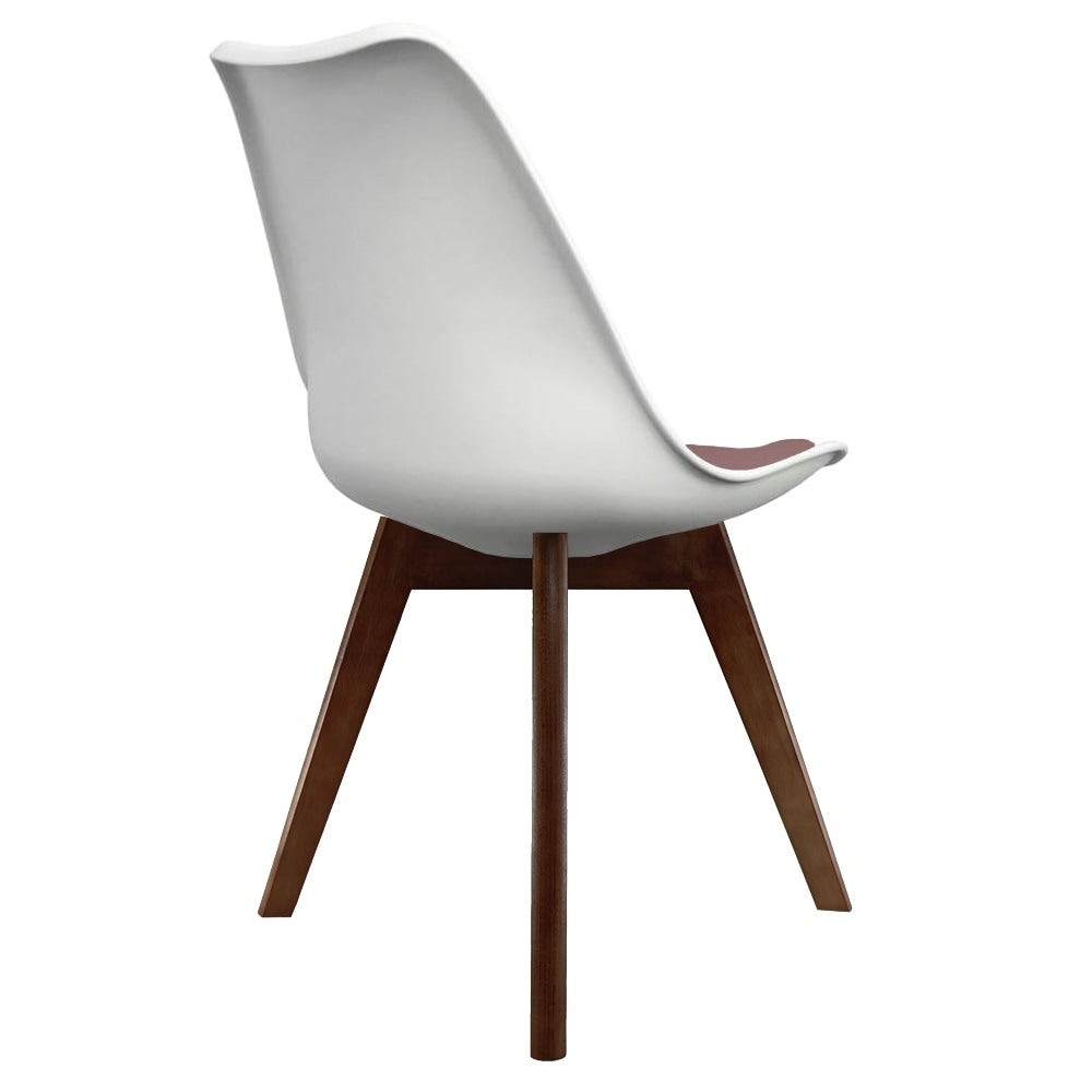 Soho White and Blush Pink Dining Chair with Squared Dark Wood Legs