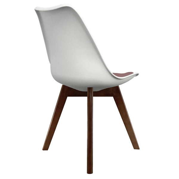Soho White and Blush Pink Dining Chair with Squared Dark Wood Legs