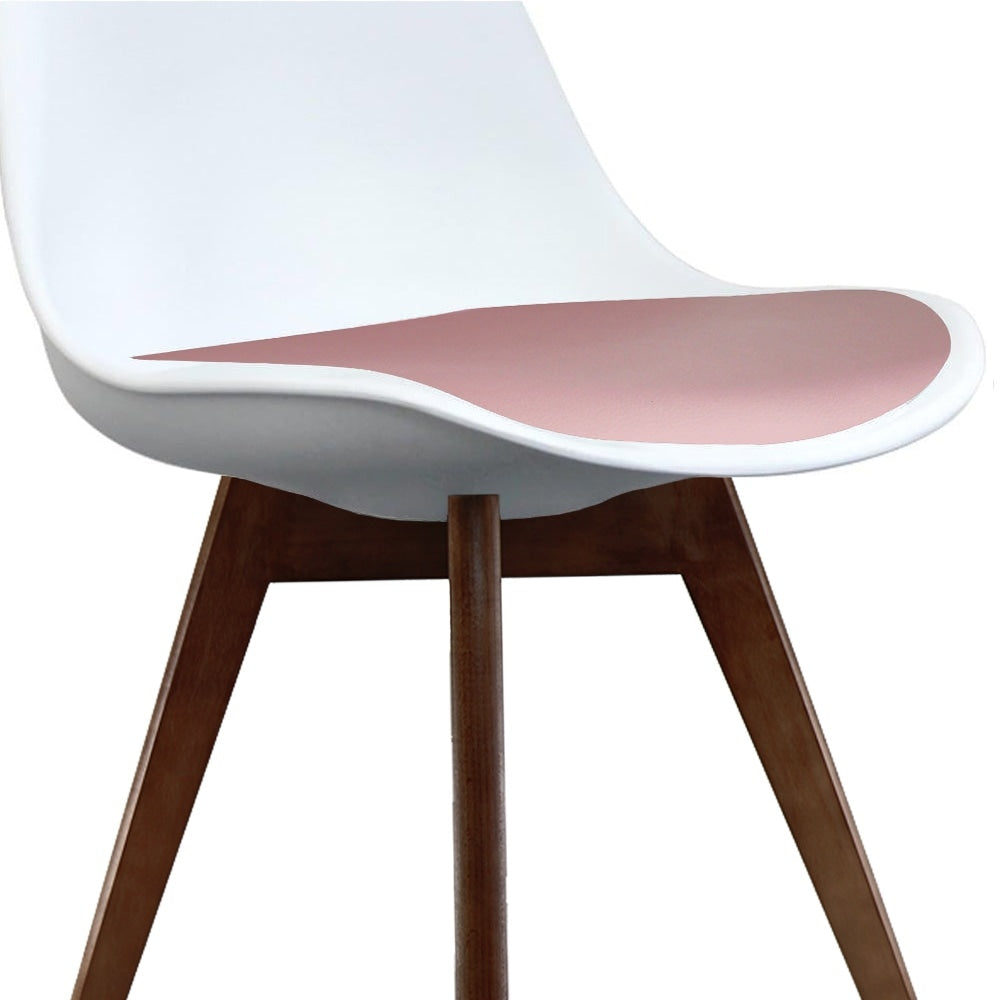 Soho White and Blush Pink Dining Chair with Squared Dark Wood Legs